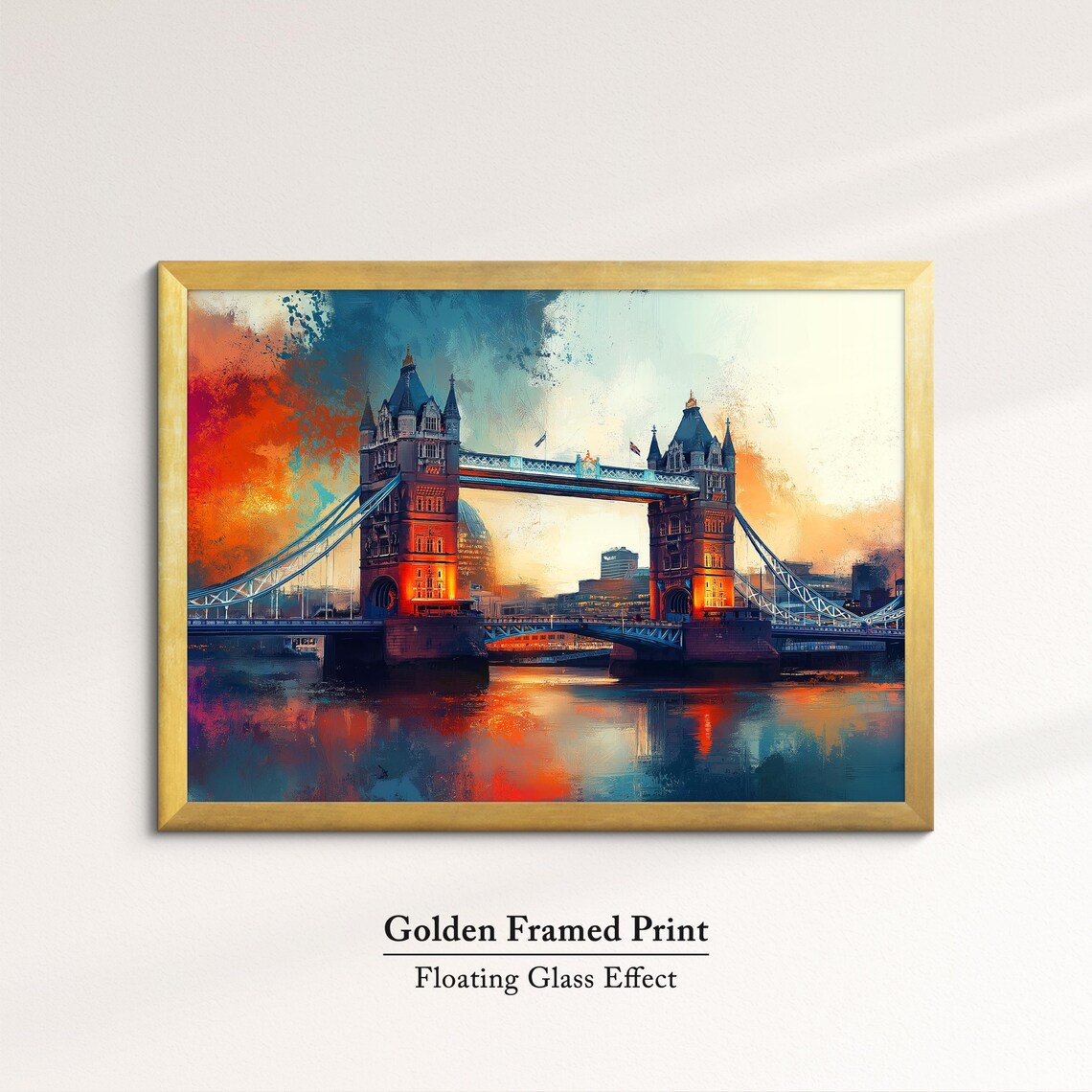 Tower Bridge London Sunset Watercolor Vibrant River Thames Art Poster - Image 5