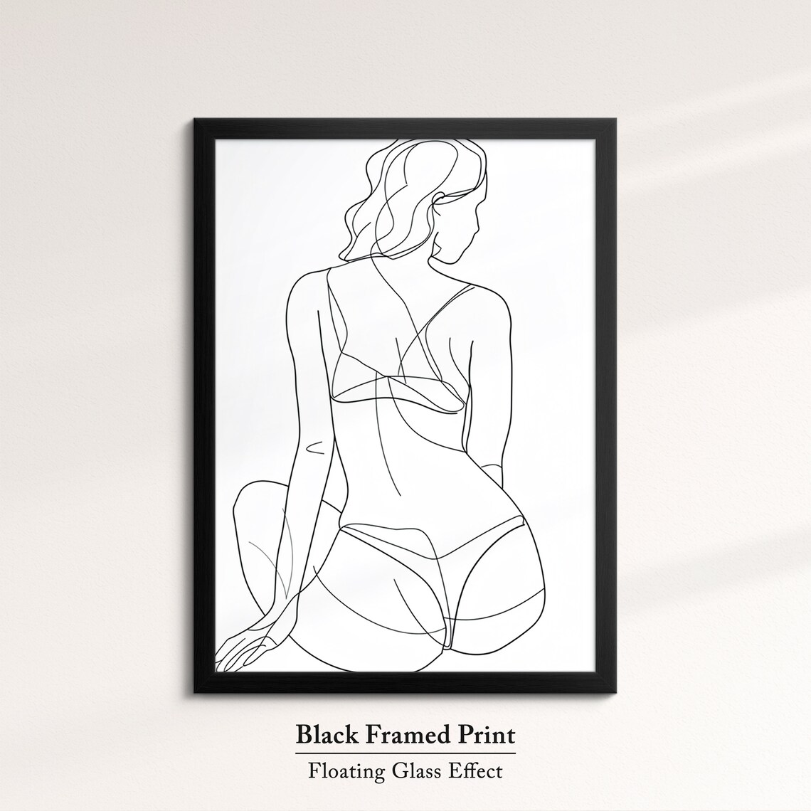 Seated Woman From Behind Minimalist Line Art Drawing Elegant Feminine Wall Art Print - Image 8