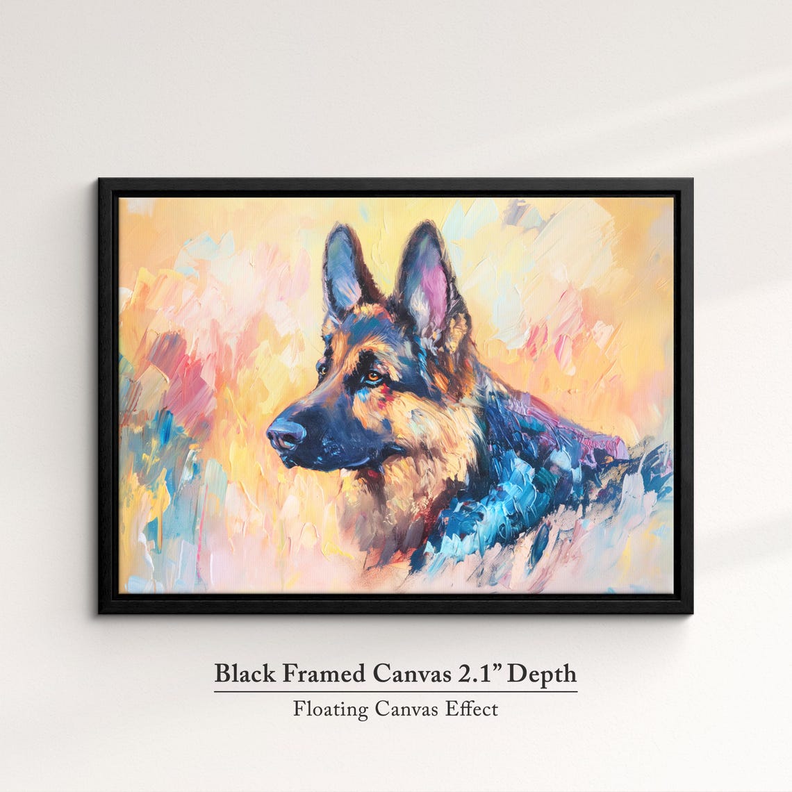 German Shepherd Portrait Warm Abstract Yellow Oil Painting Dog Poster - Image 2