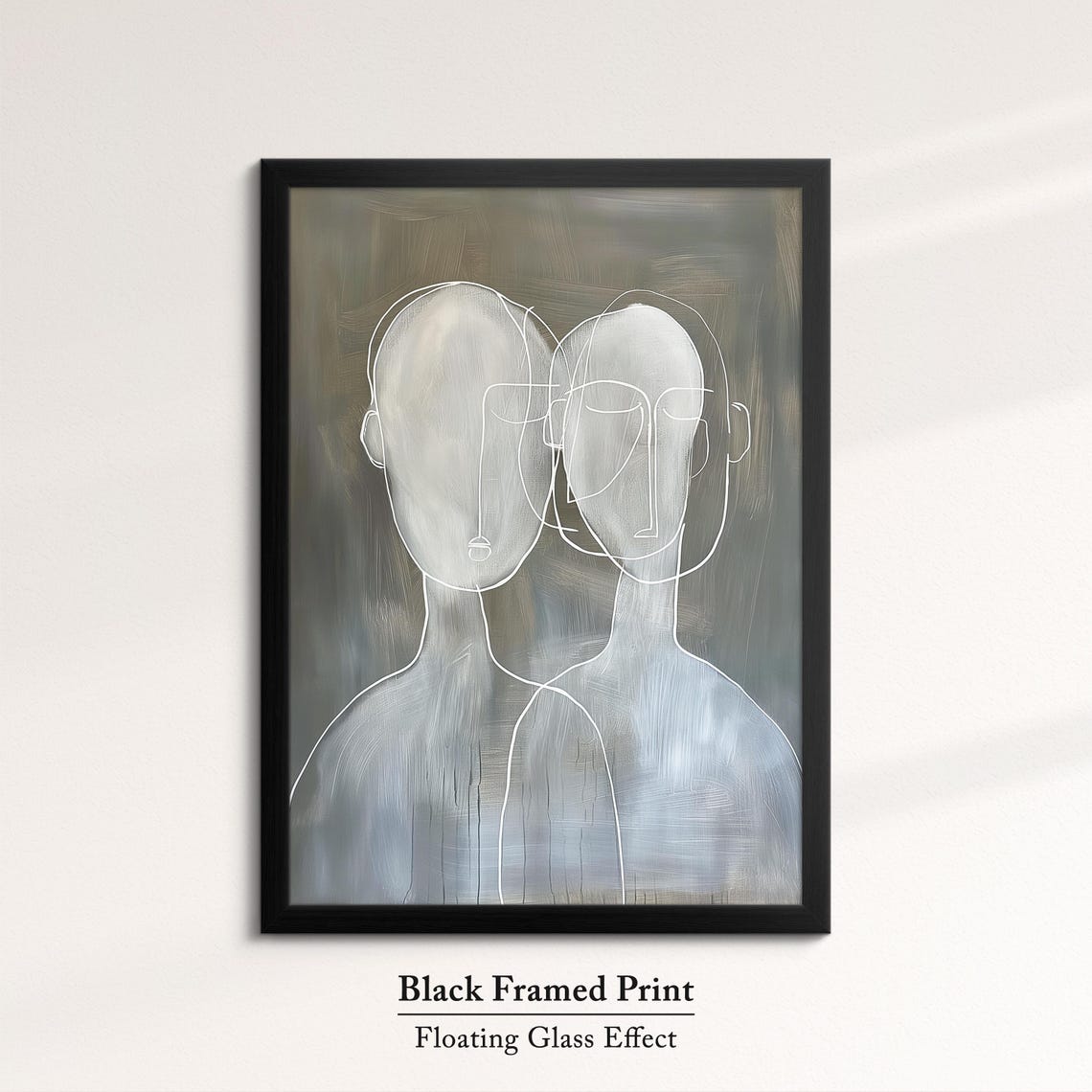 Two Abstract Faces Minimalist Line Art Couple Modern Gray Wall Poster - Image 8