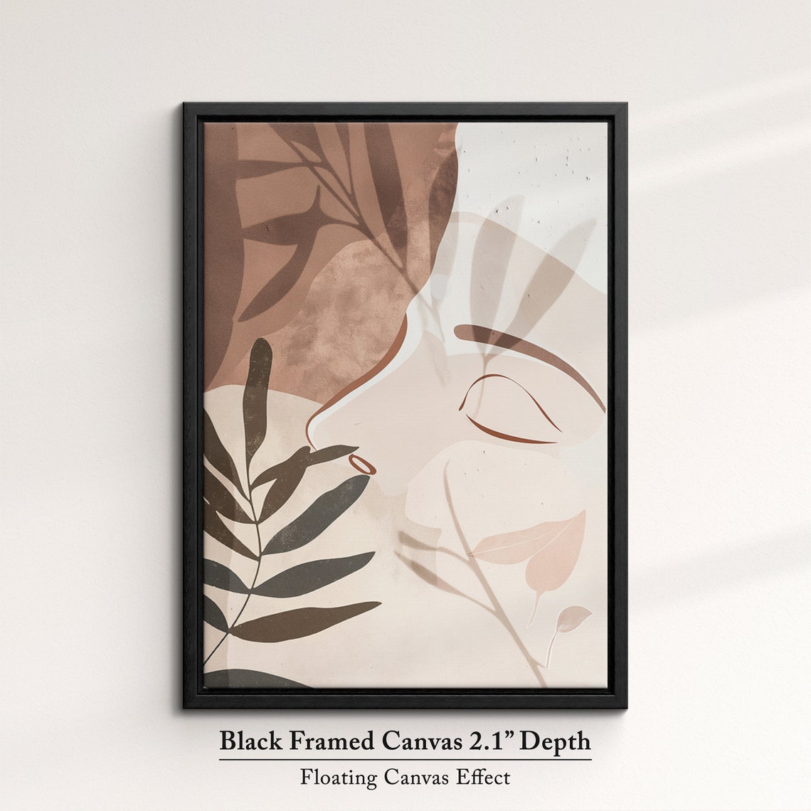 Boho Woman Face Line Art Terracotta Leaves Abstract Nordic Wall Poster - Image 2