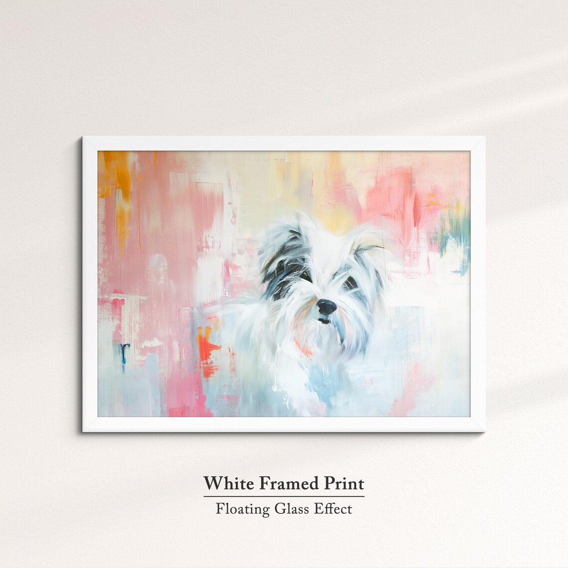 White Shih Tzu Puppy Portrait Pink Abstract Background Dog Poster - Image 7