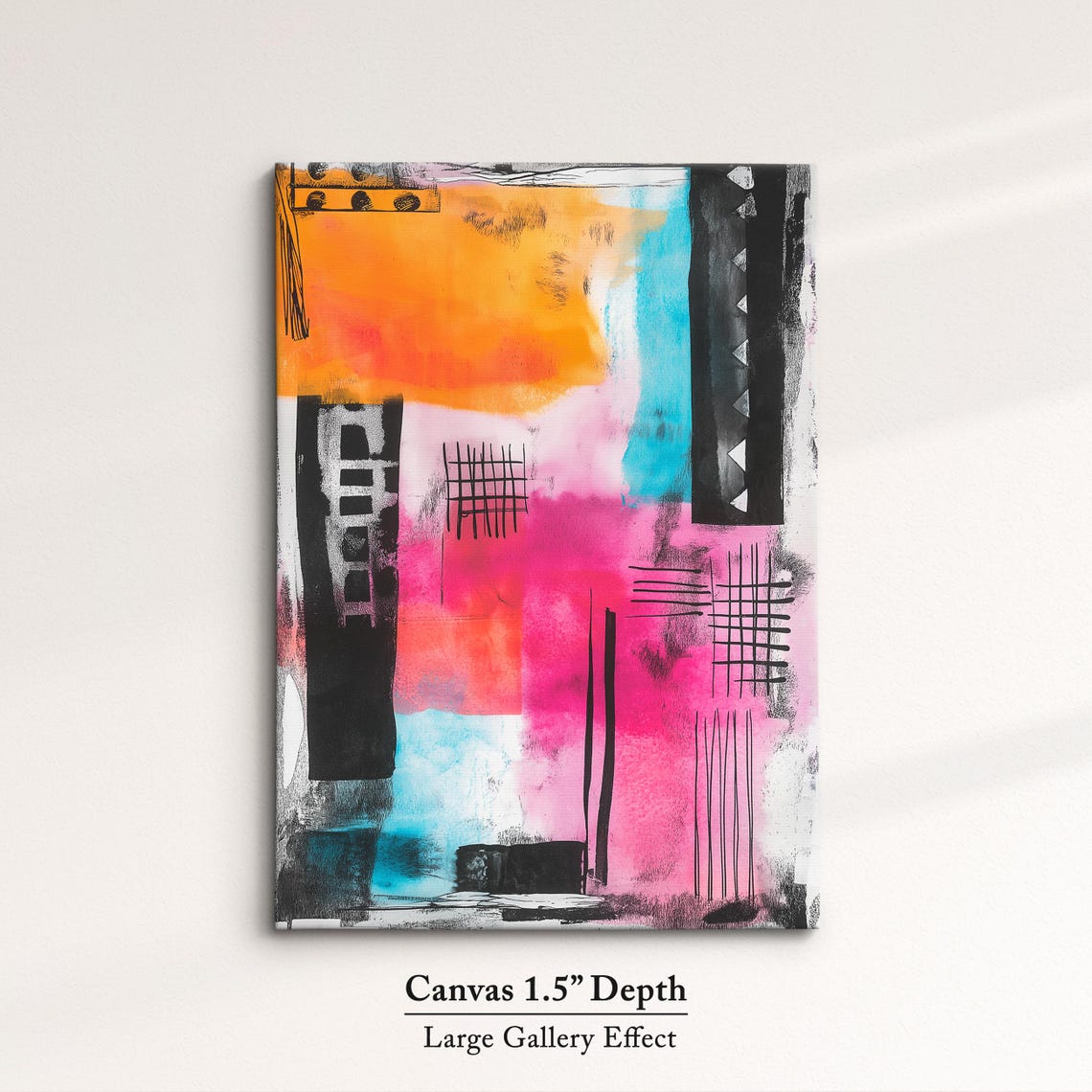 Colorful Abstract Modern Art Orange Pink Cyan Geometric Line Poster - Image 3