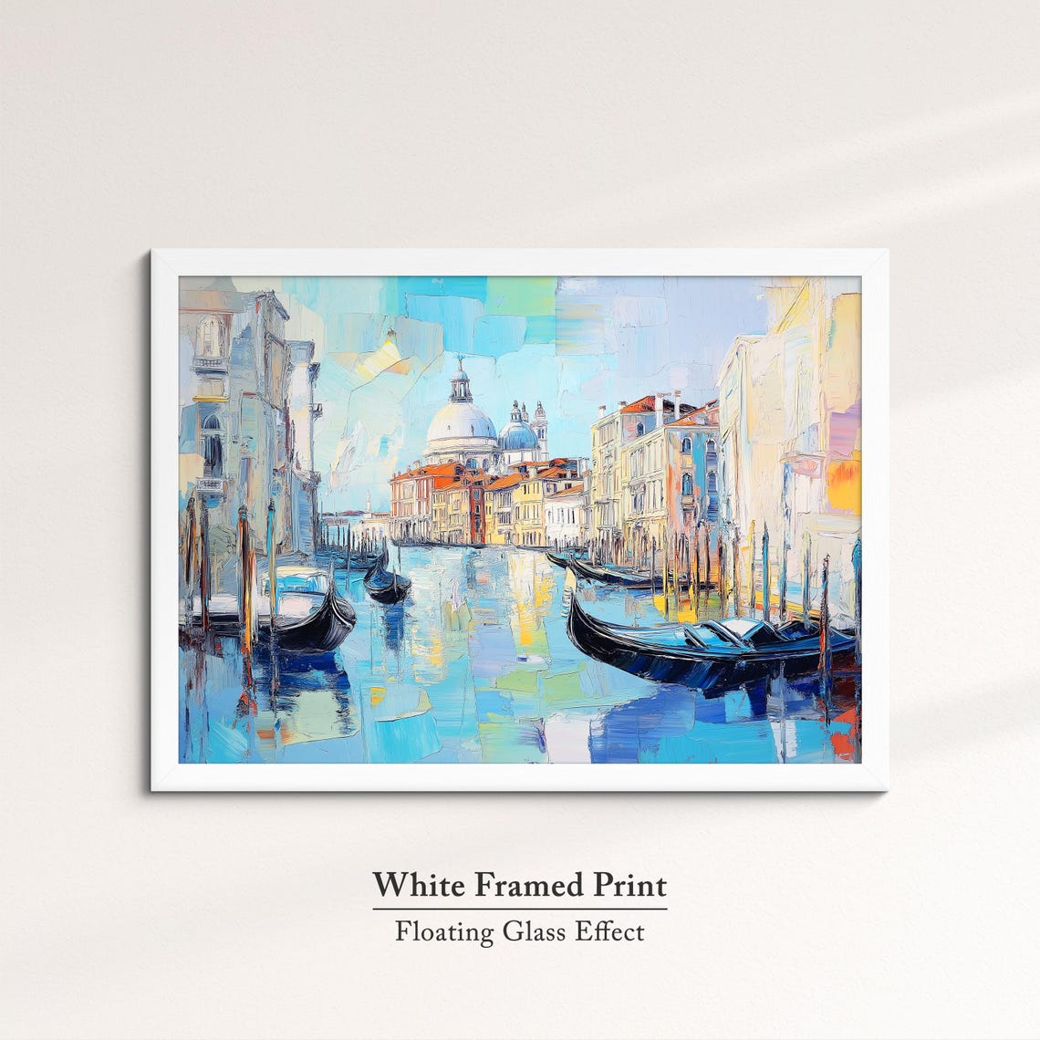 Venice Grand Canal Gondolas Abstract Oil Painting Bright Blue Poster - Image 7