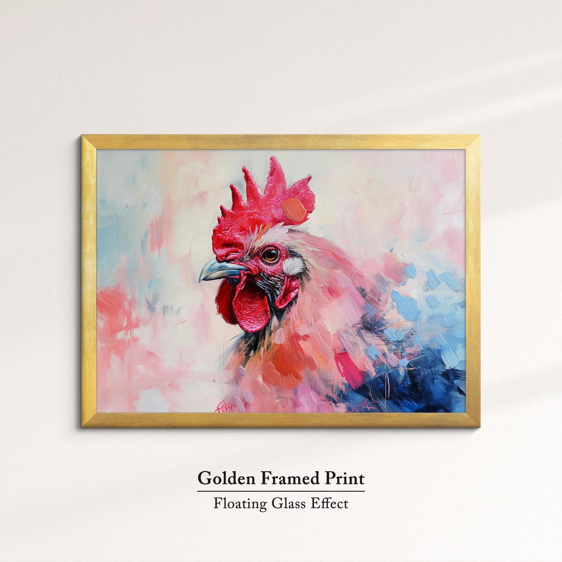 Rooster Head Red Comb Bold Pink Blue Abstract Farm Bird Art Poster - Image 5