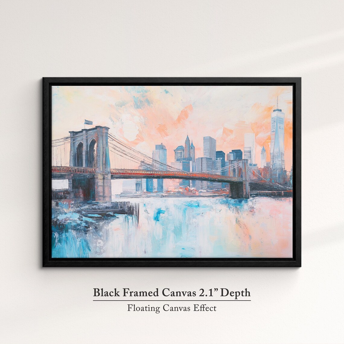 Brooklyn Bridge New York Pastel Skyline Impressionist Travel Poster - Image 2