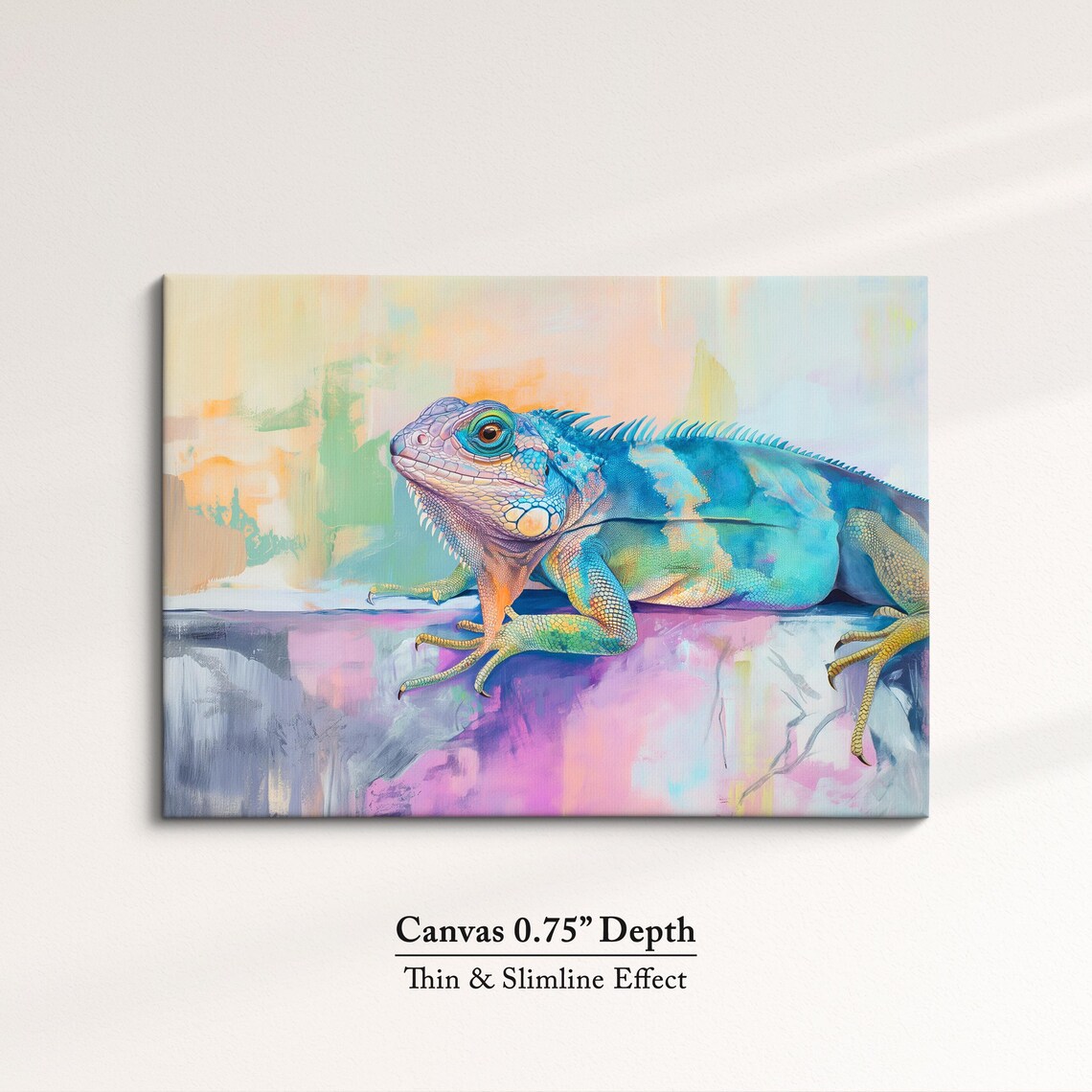 Colorful Iguana Blue Teal Abstract Reptile Painting Lizard Art Poster - Image 4