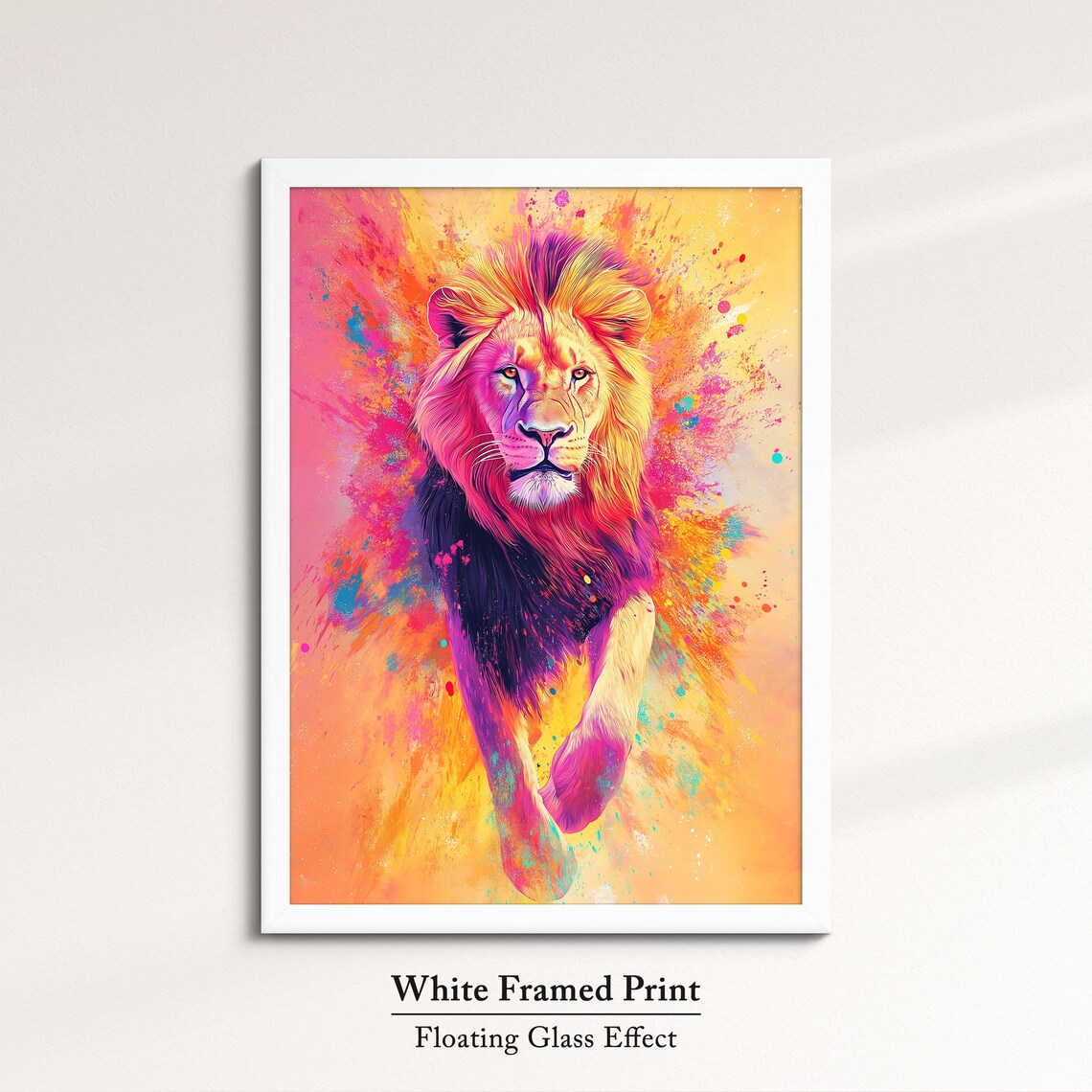 Lion Colorful Majestic Mane Leaping Paint Splash Vibrant Wildlife Art Poster - Image 7