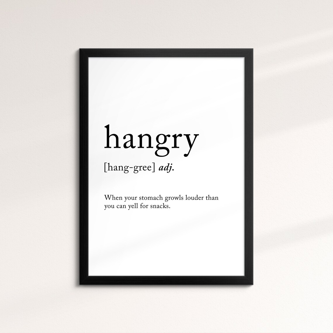 Hangry Minimalist Definition Quote Word Art Framed Print Framed Female Wall Art Lady Poster Feminine Home Decor Gifts For Her