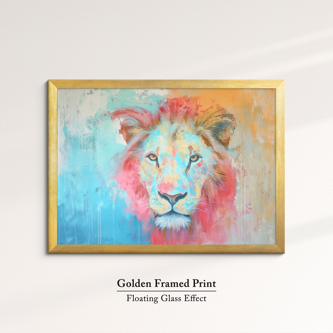 Lion Bold Pink Mane Turquoise Face Colorful Abstract Art Poster - Image 5