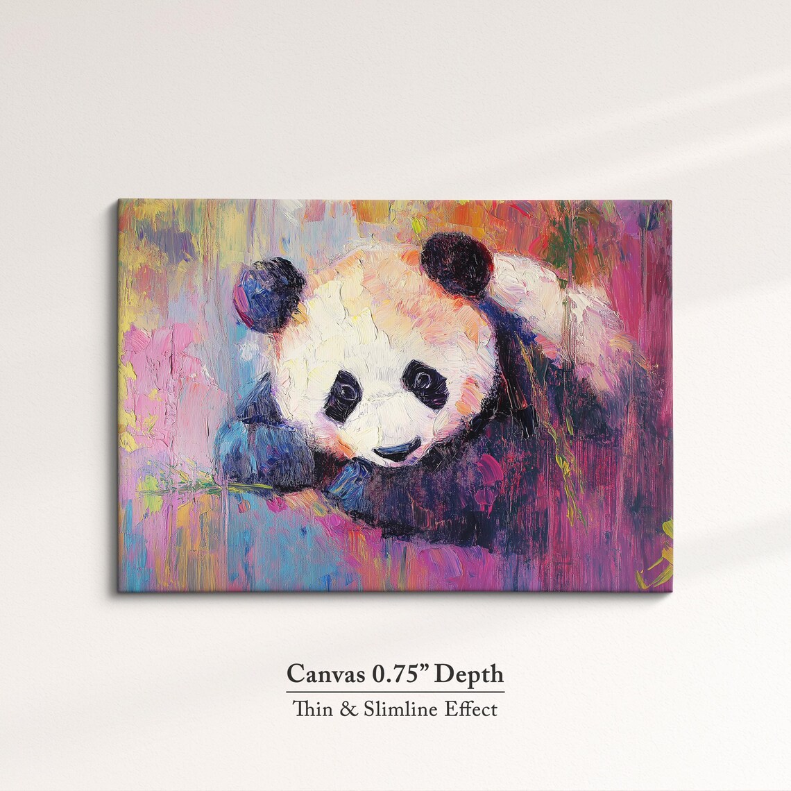 Panda Abstract Oil Painting Vibrant Neon Wildlife Portrait Wall Art - Image 4