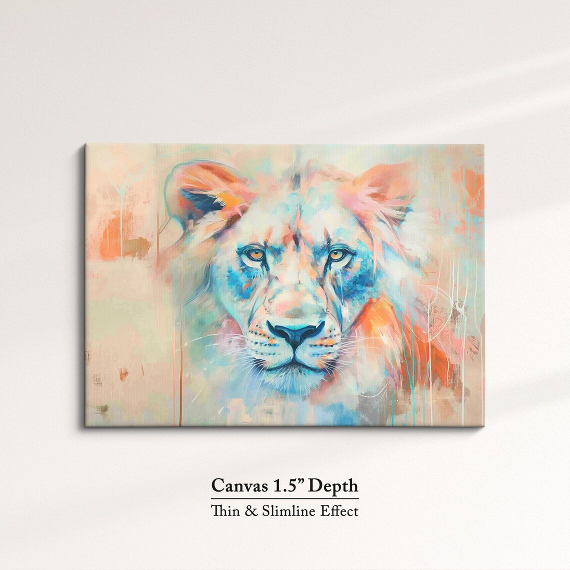 Lioness Pastel Watercolor Face Close Up Abstract Wildlife Art Poster - Image 3
