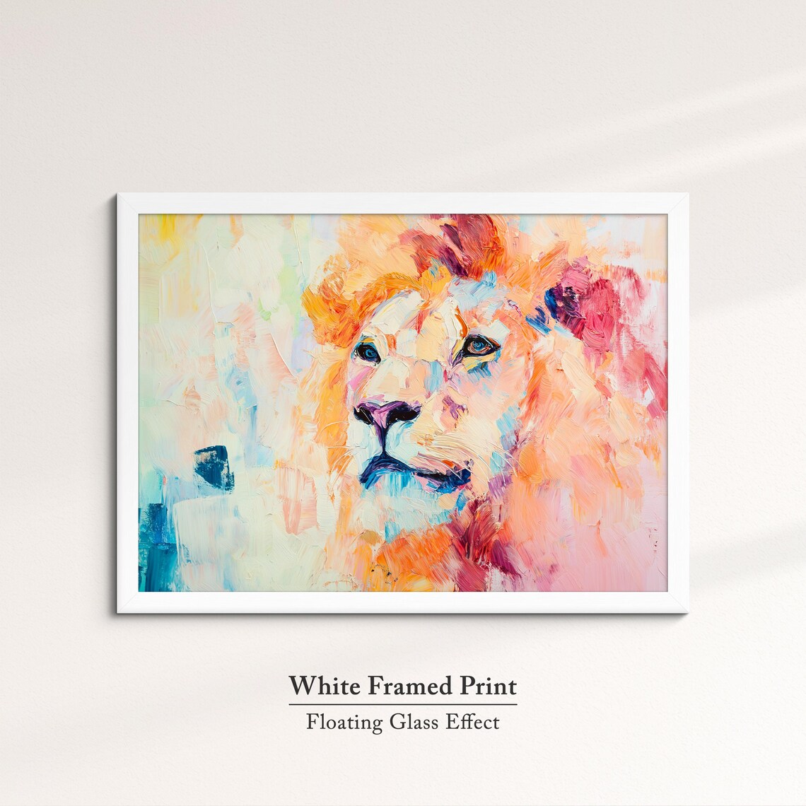 Lion Abstract Oil Painting Pastel Portrait Regal Wildlife Wall Art - Image 7