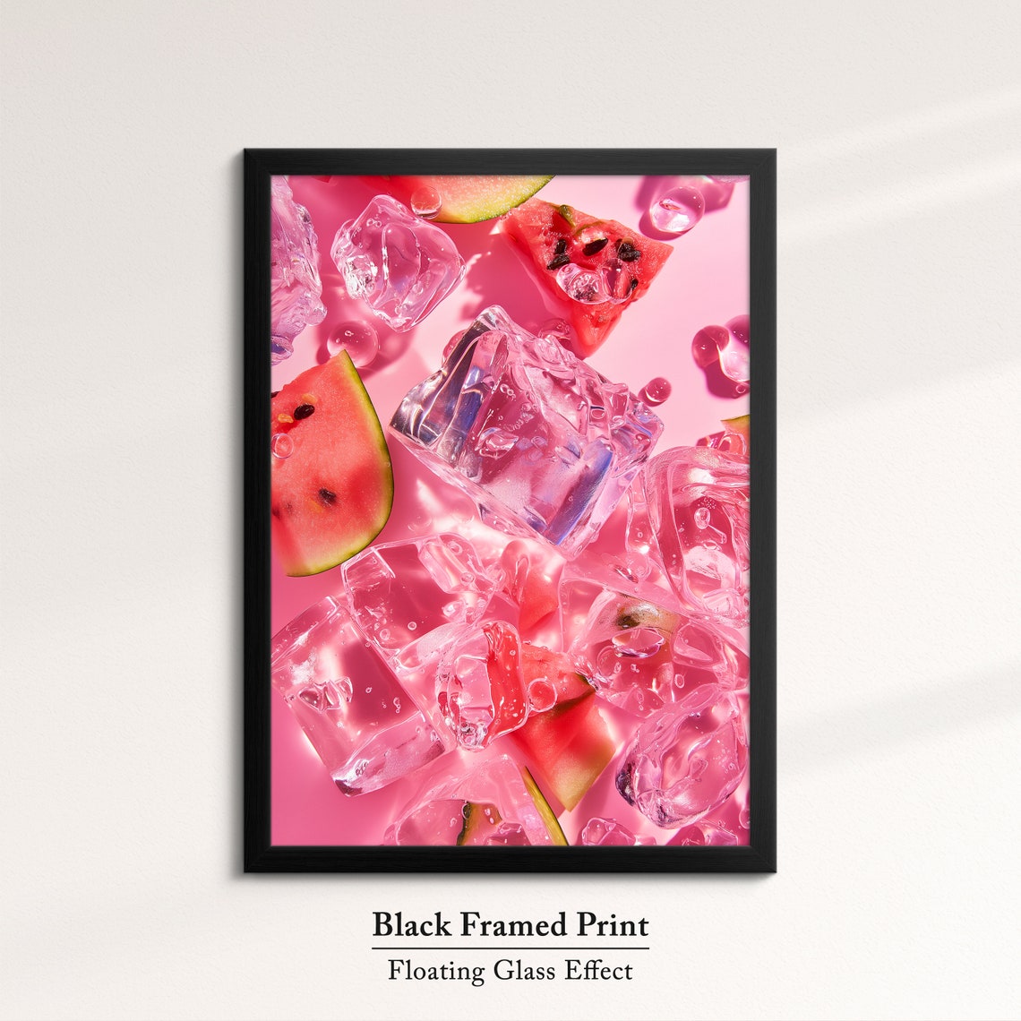 Refreshing Watermelon Slices And Ice Cubes Pink Summer Wall Art Print - Image 8
