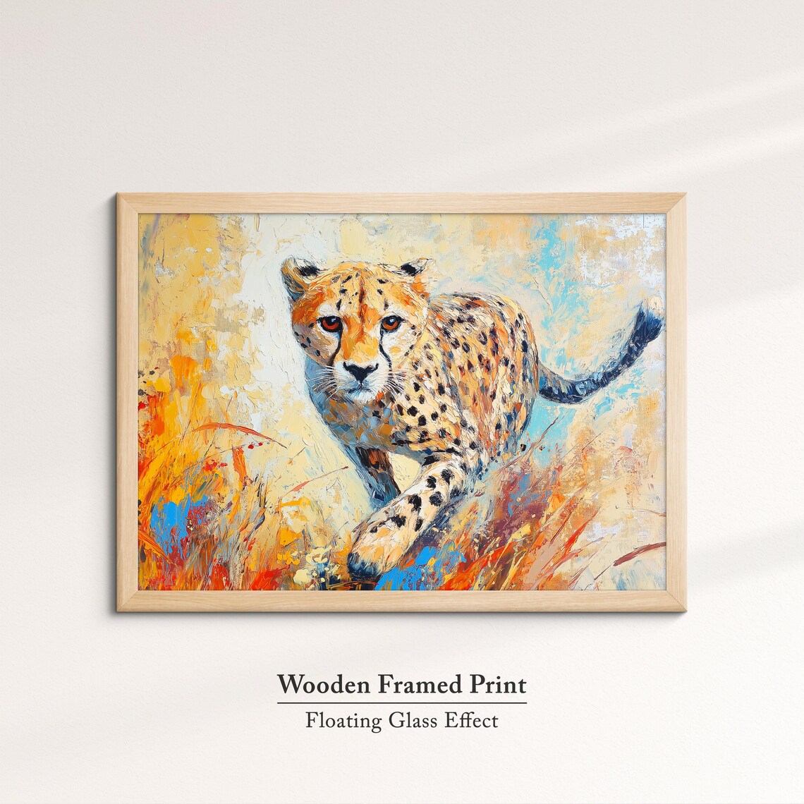 Cheetah Running Colorful Palette Knife Abstract Wildlife Wall Art Poster - Image 6