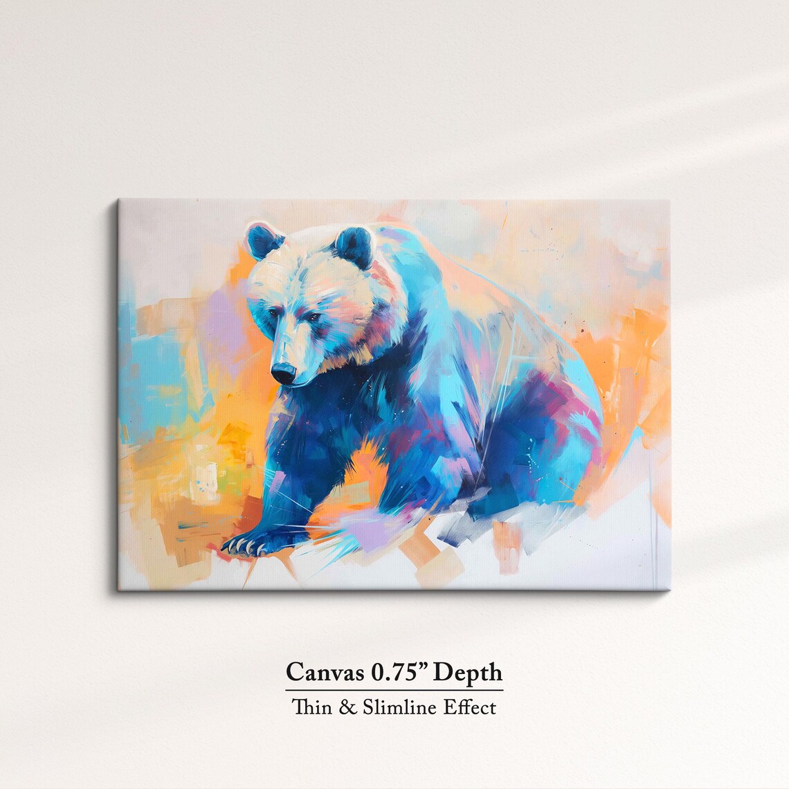 Bear Colorful Blue Orange Pastel Abstract Wildlife Painting Poster - Image 4