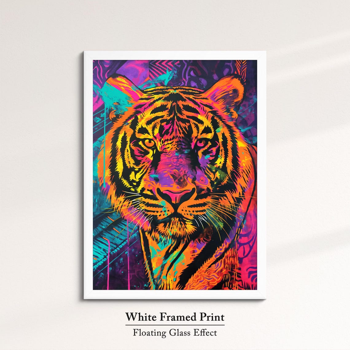 Tiger Neon Psychedelic Face Close Up Vibrant Wild Big Cat Art Poster - Image 7