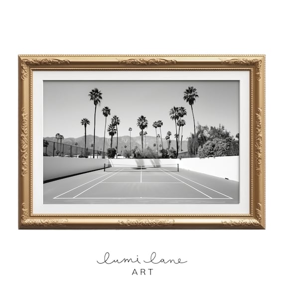Tennis Photography Black And White Court Art Print