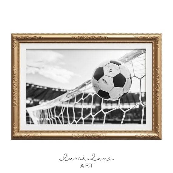Soccer Photography Instant Art Black And White Simplistic Field Goal Net Football