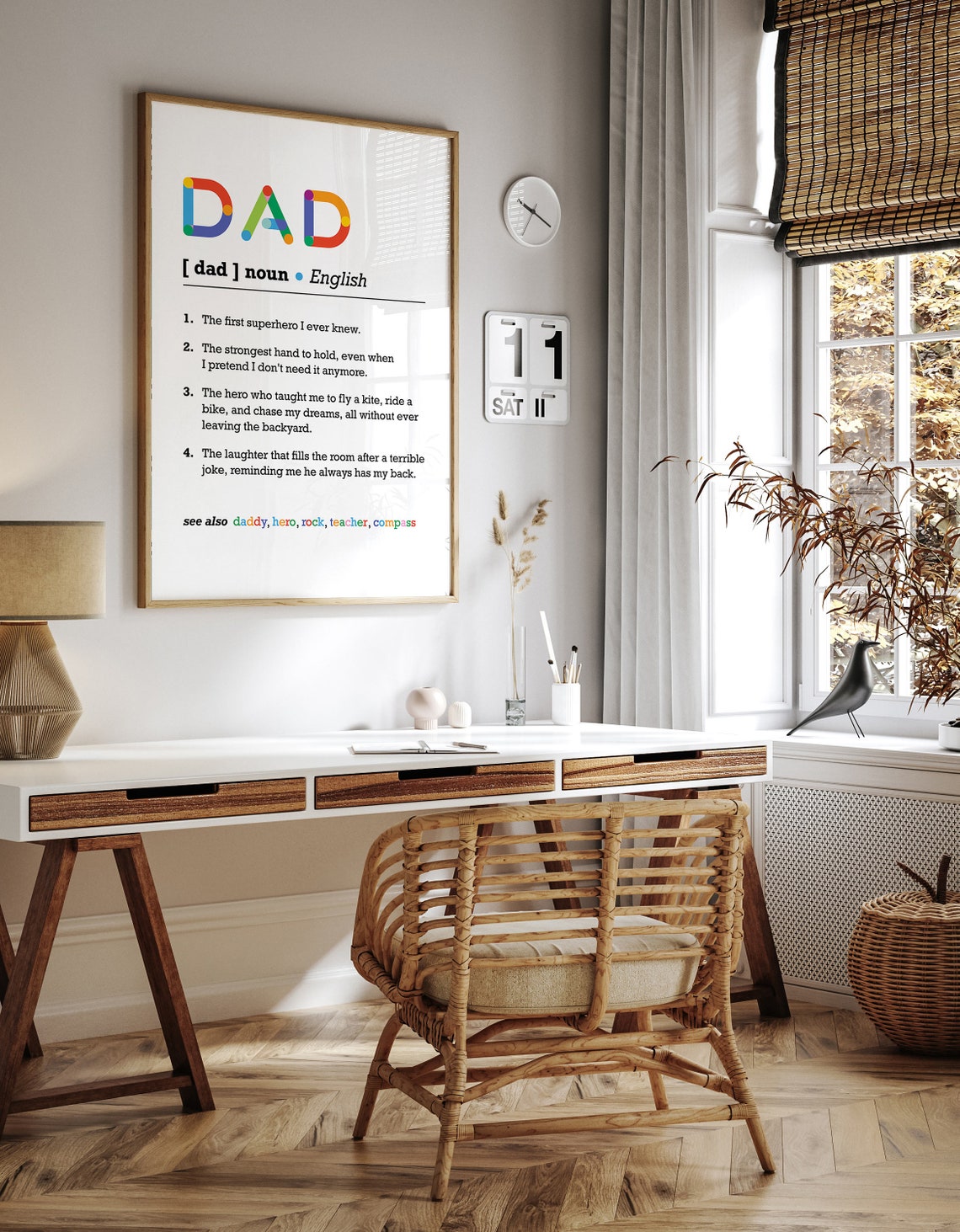 DAD Definition Colorful Dictionary Father Gift Typography Poster - Image 2