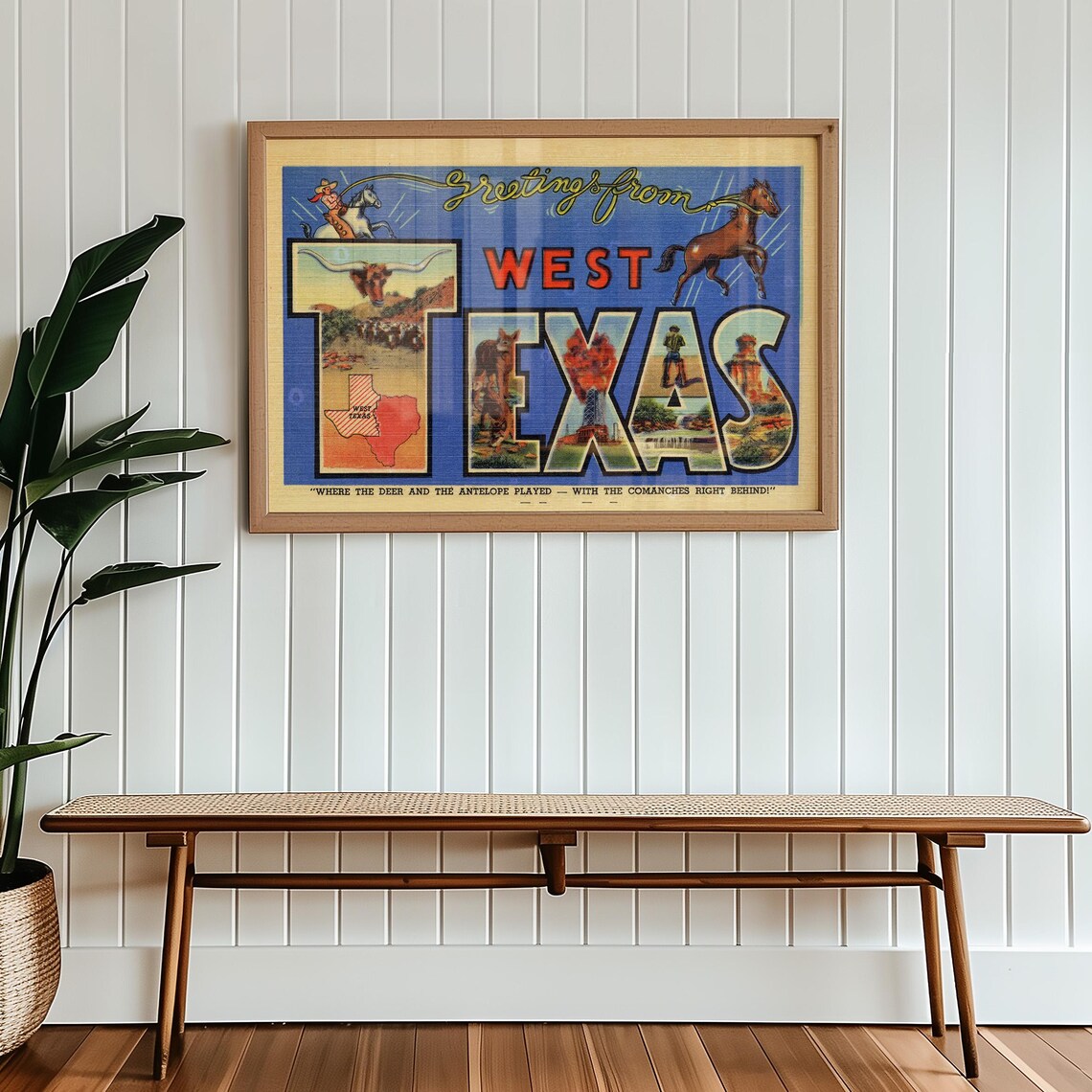 Vintage West Texas Postcard, Texas Travel Poster