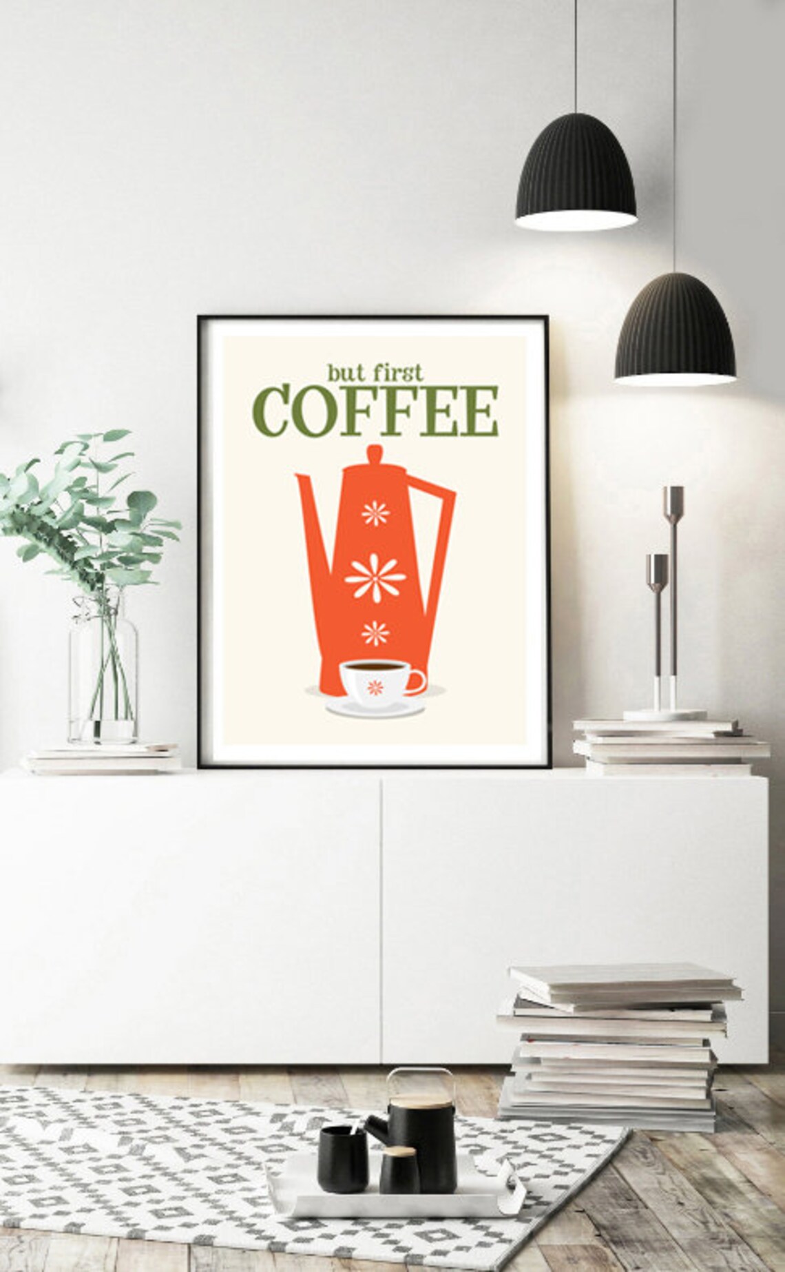 Coffee Quote Mid Century Modern Art Print - Image 2