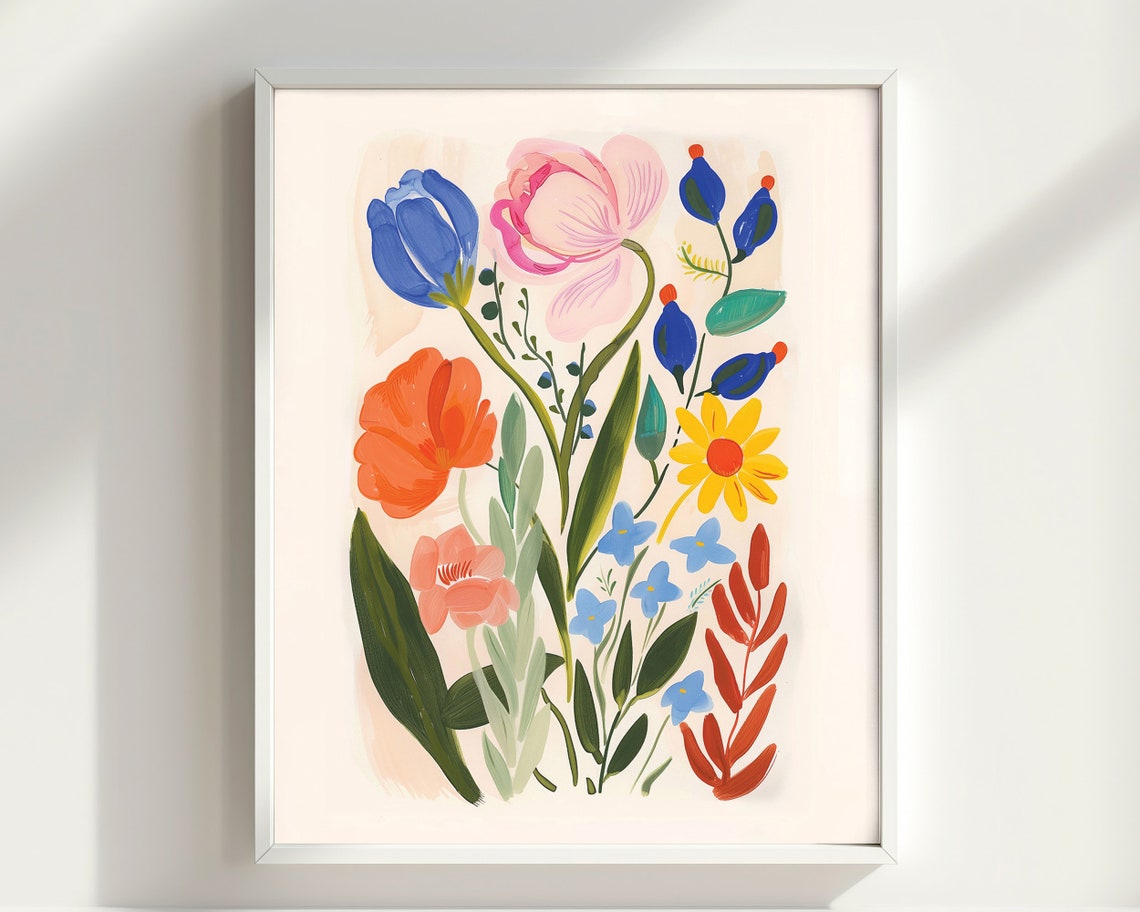 Colorful Wildflower Blossom Bouquet Painterly Floral Wall Art - Image 2