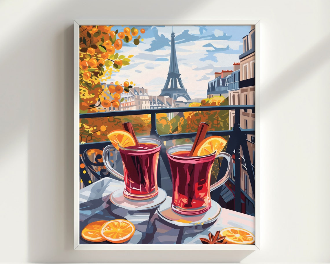Mulled Wine in Paris Eiffel Tower Balcony Autumn Cocktail Poster - Image 3