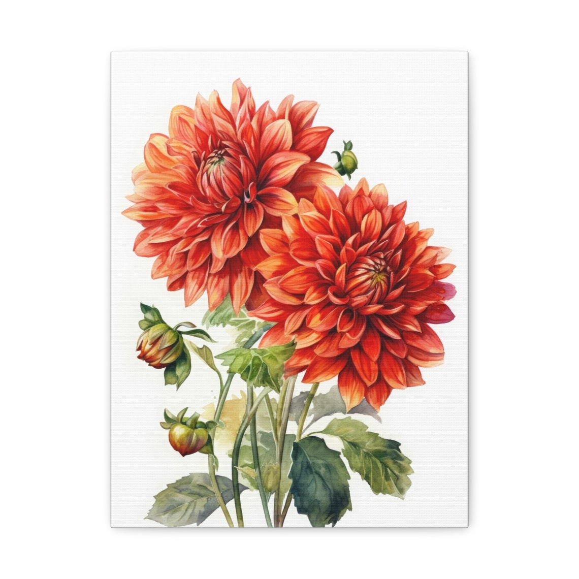 Burnt Orange Dahlia Blooms Watercolor Botanical Floral Poster - Image 5