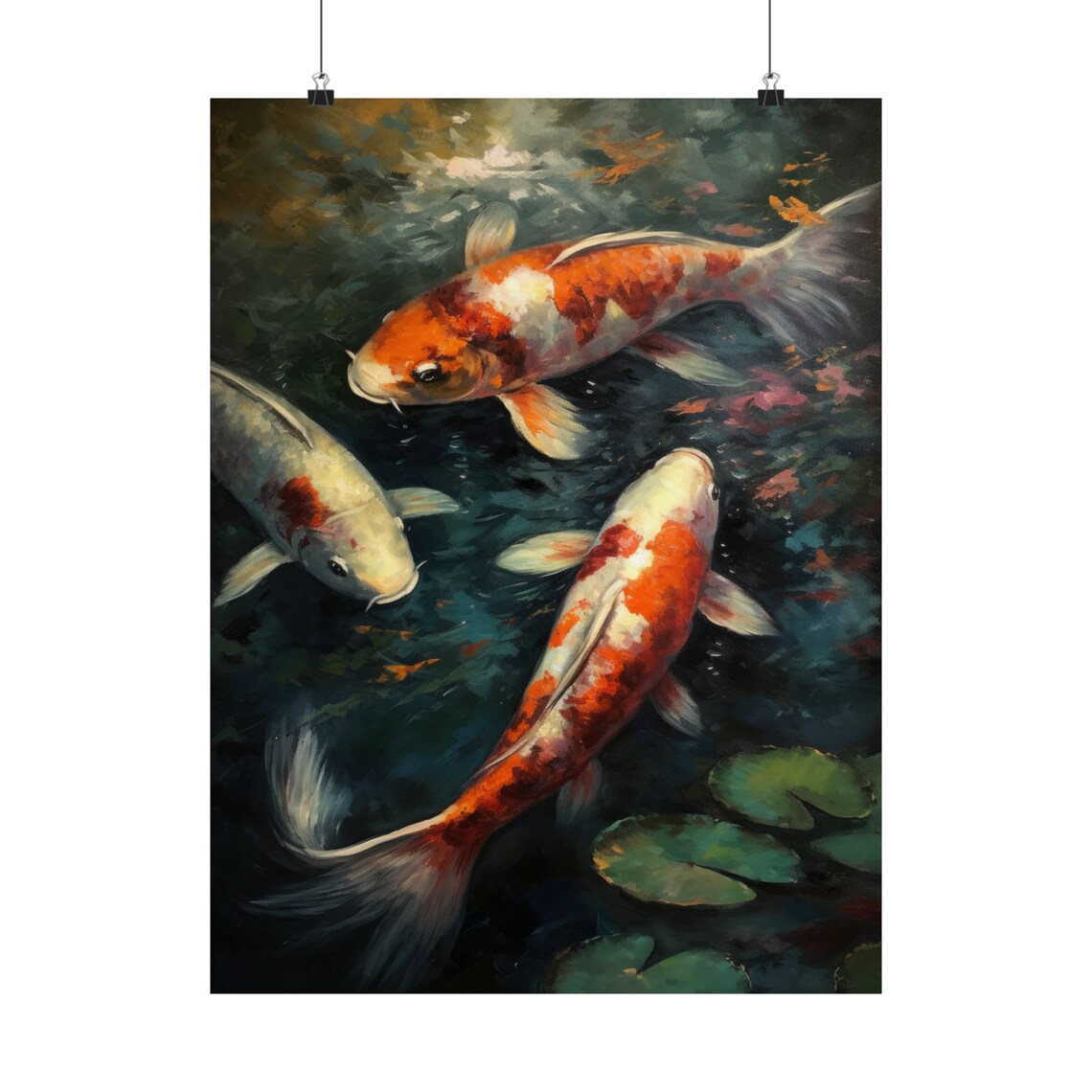 Koi Fish Art Print Koi Pond Painting Koi Wall Art Koi Fish Painting Feng Shui Wall Art Japanese Inspired Art Japanese Poster Zen Art - Image 5