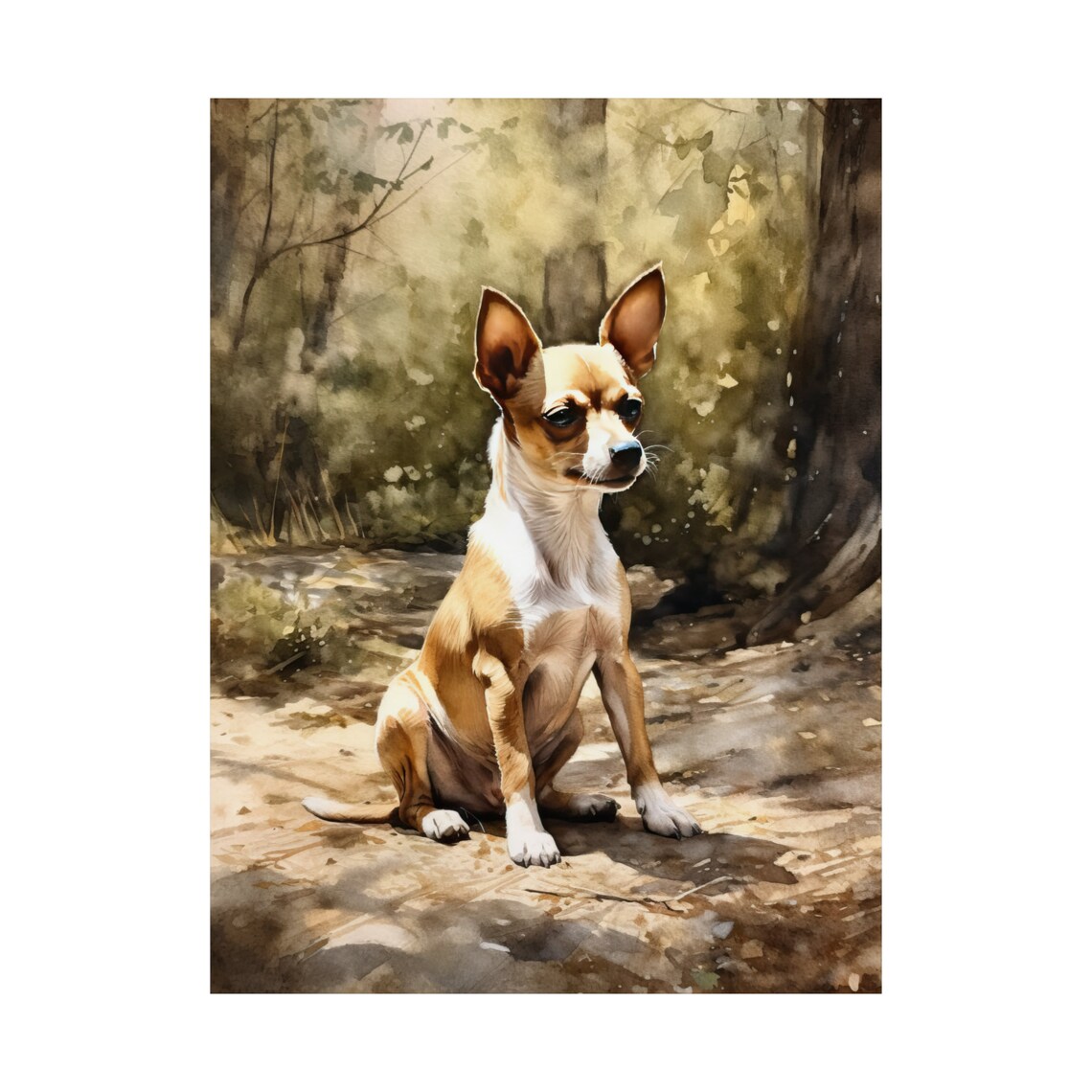 Toy Fox Terrier Sitting Small Dog Watercolor Portrait Art Poster - Image 4