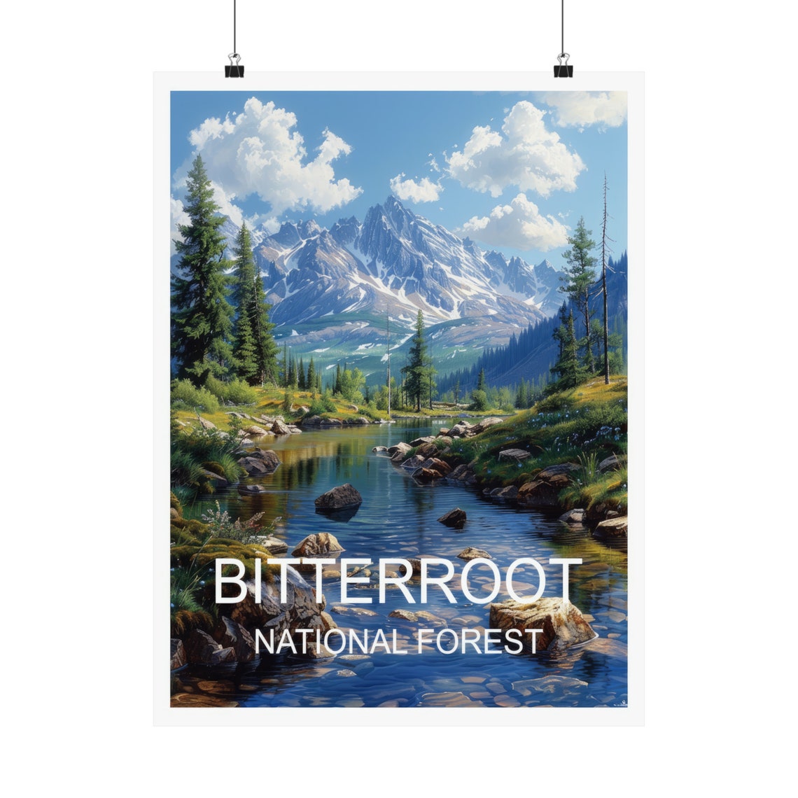 Bitterroot National Forest Alpine Lake Snowy Peaks Reflection Poster - Image 5