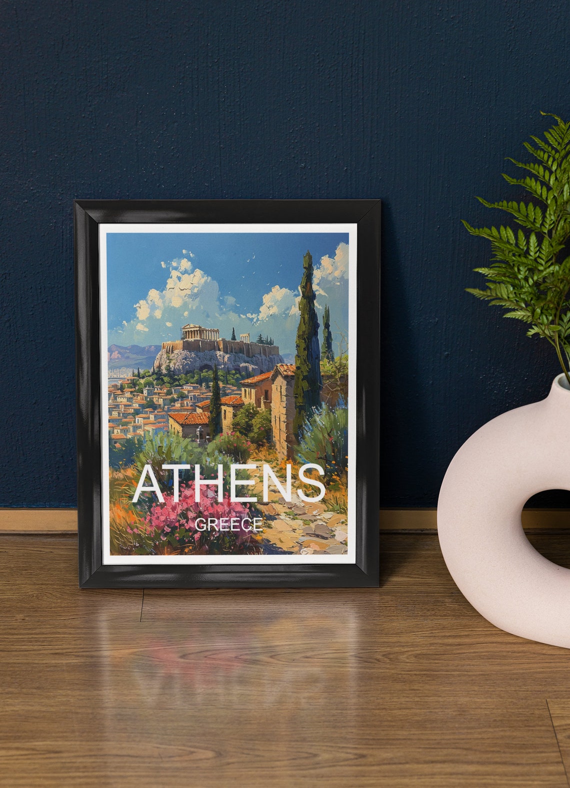 Athens Greece Acropolis Hill Ancient City View Travel Poster