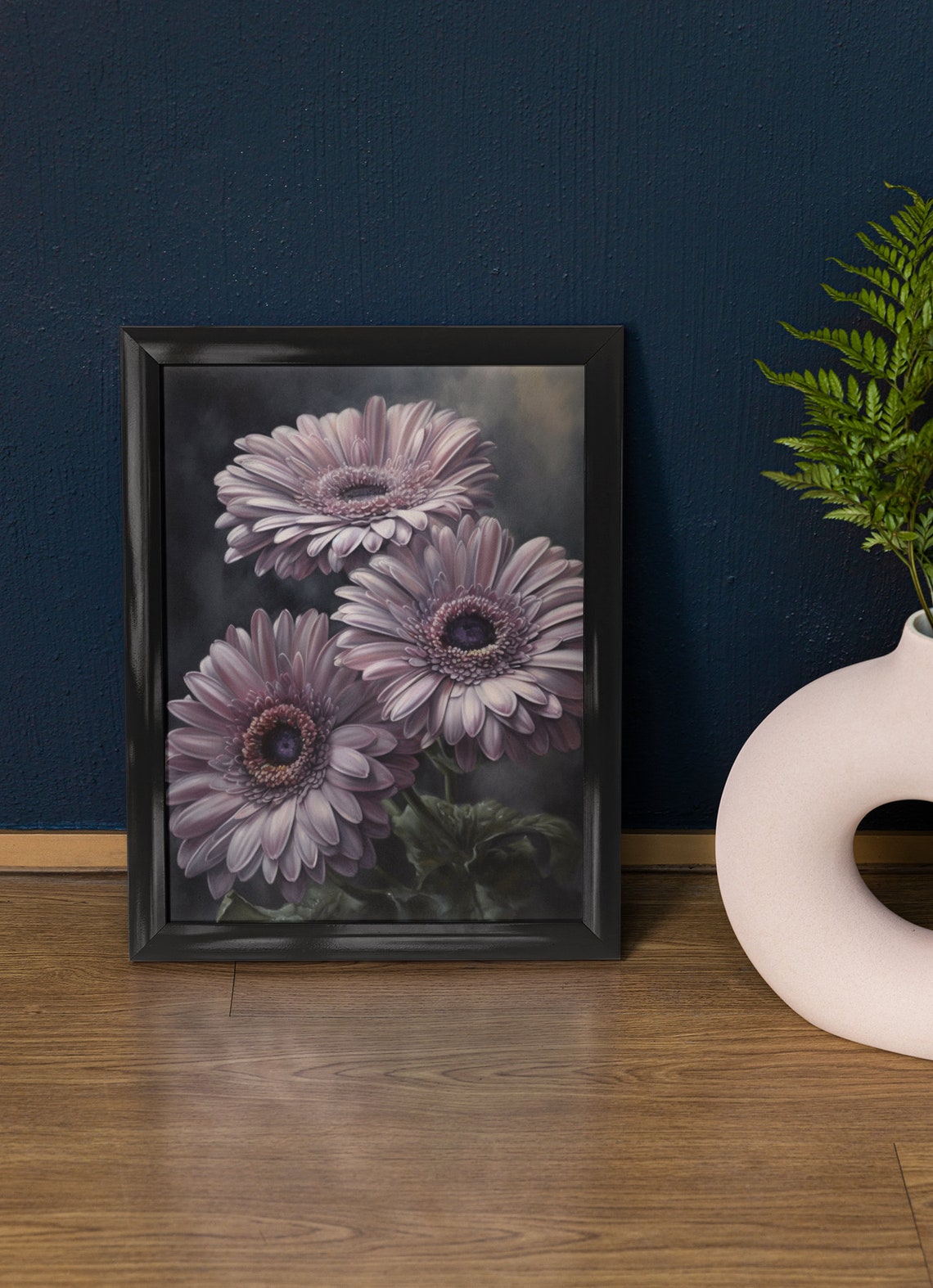 Lavender Gerbera Daisy Soft Lilac Blooms Moody Botanical Art Poster