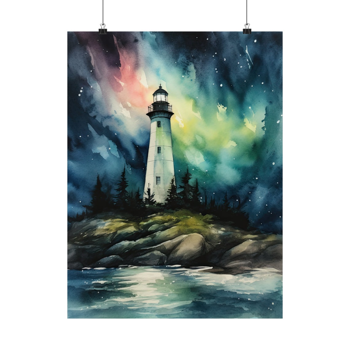 Lighthouse Art Print Lighthouse Painting Lighthouse Wall Art Beach Art Print Beach Wall Art Ocean Dcor Ocean Painting Ocean Theme - Image 5