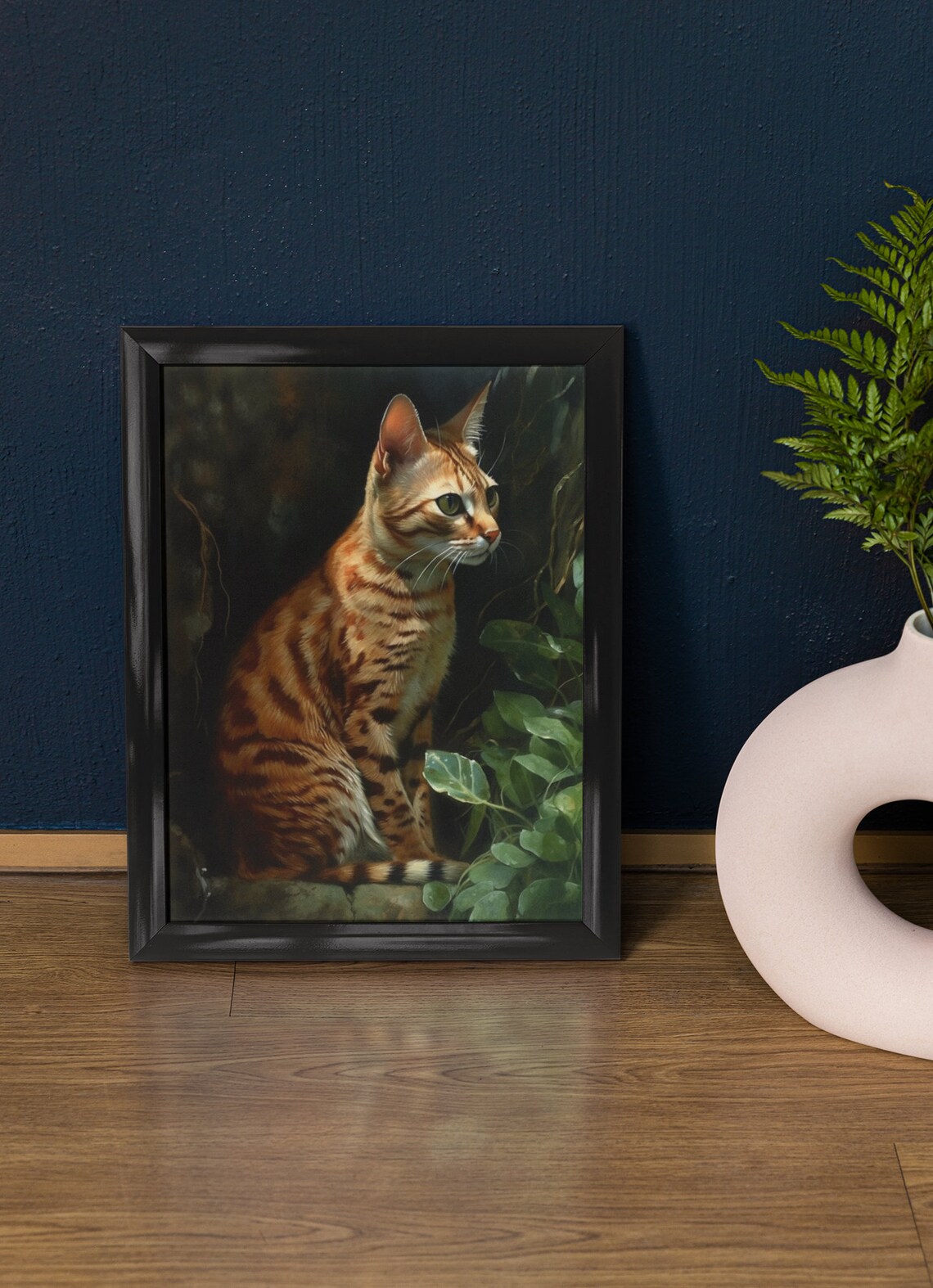 Ocicat Spotted Cat Green Eyes Jungle Portrait Animal Art Poster