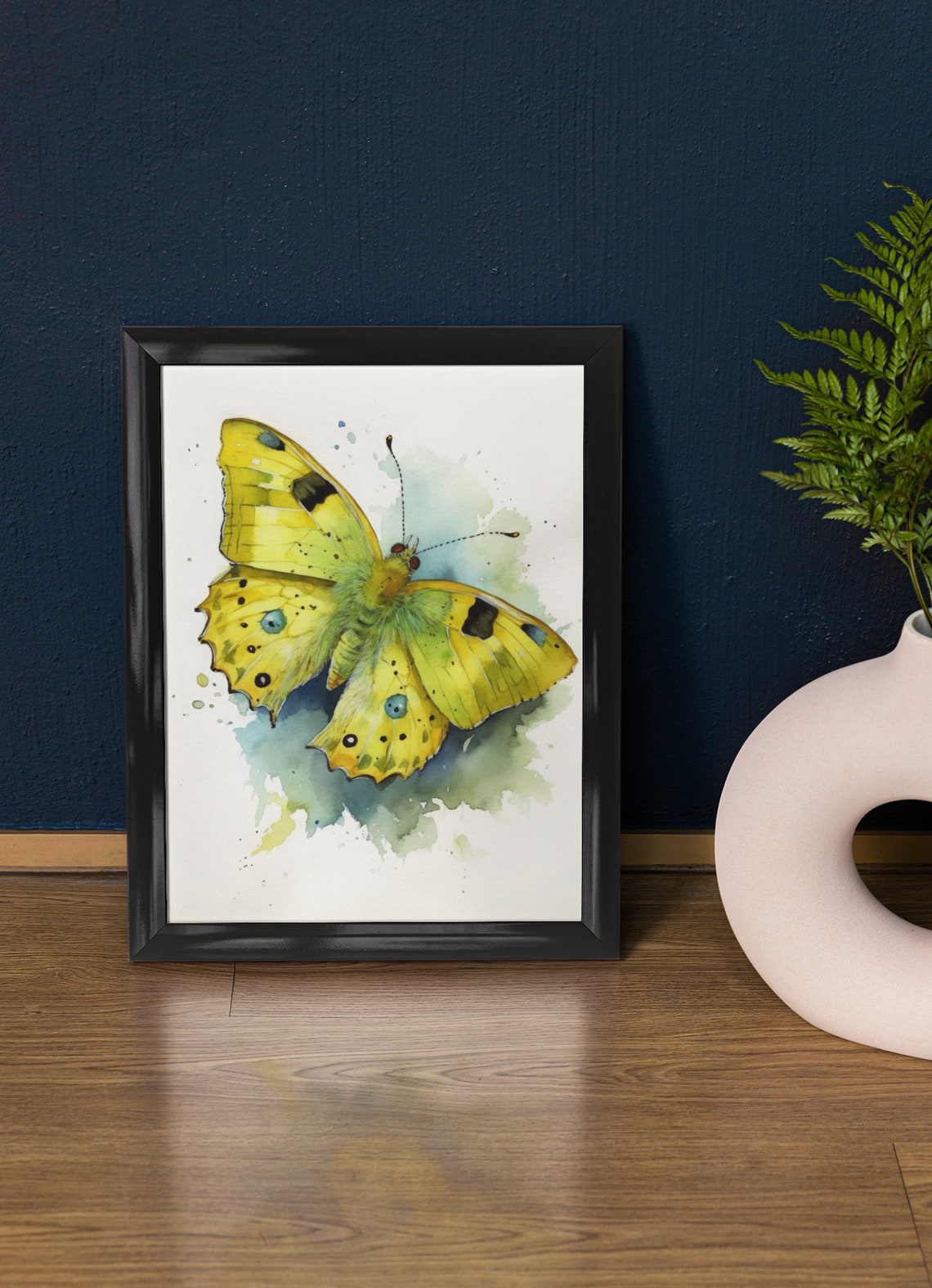 Sulphur Butterfly Watercolor Bright Yellow Spotted Insect Art Print