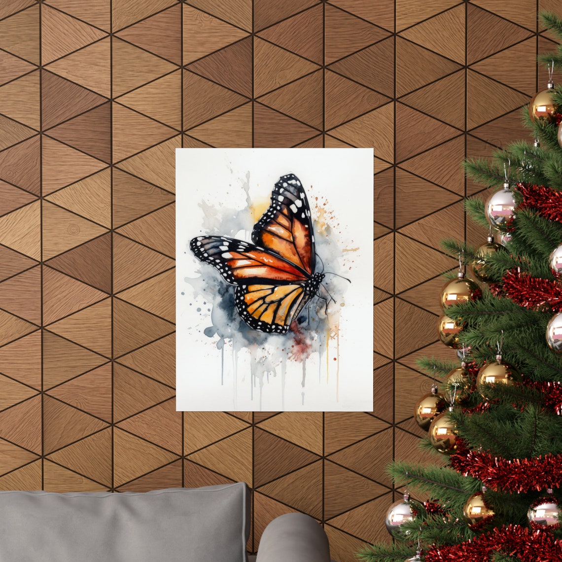 Monarch Butterfly Orange Wings Ink Drip Watercolor Insect Art Poster - Image 3