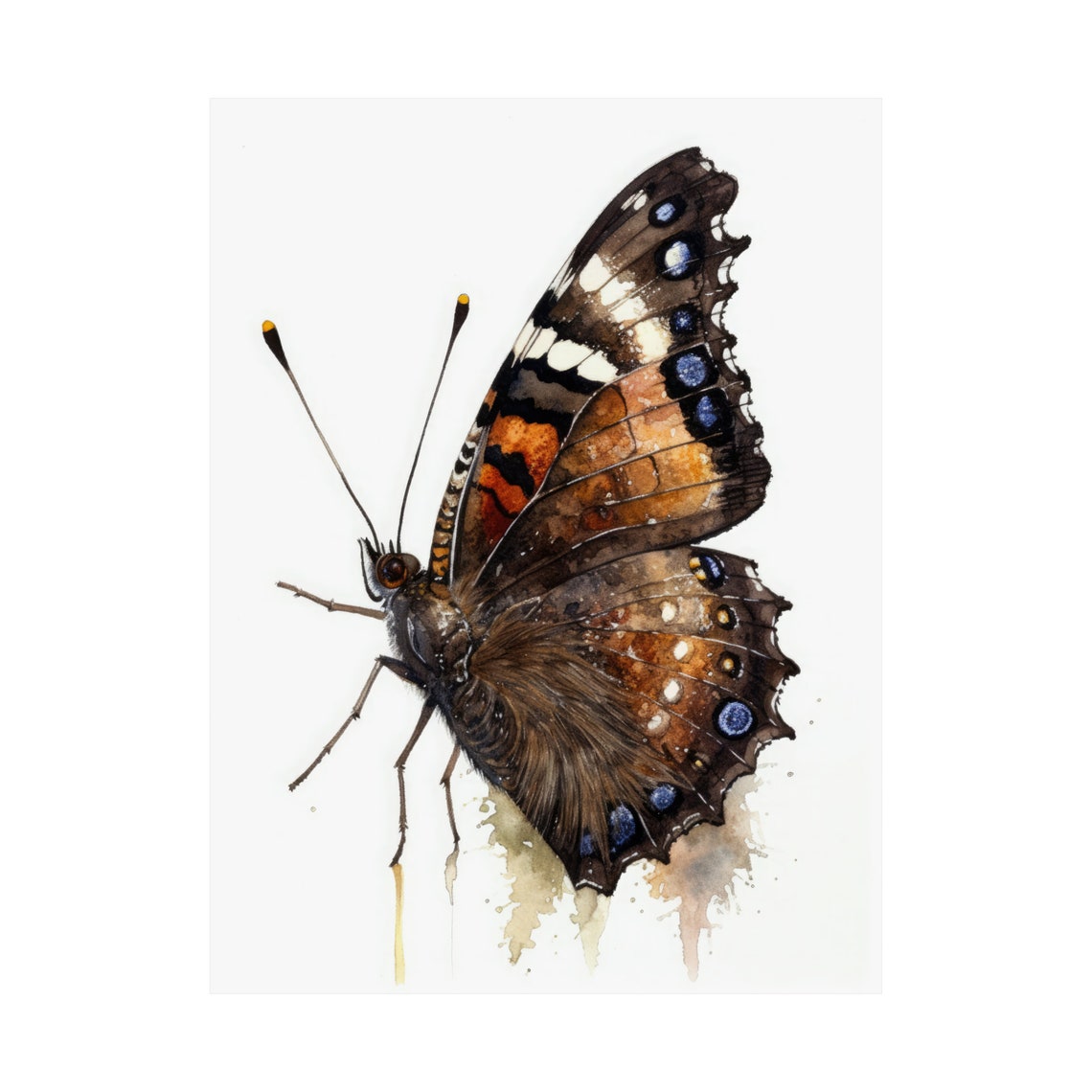 Mourning Cloak Butterfly Art Print Butterfly Home Dcor Watercolor Butterfly Painting Insect Wall Art Nature Lover Butterflies Artwork - Image 4