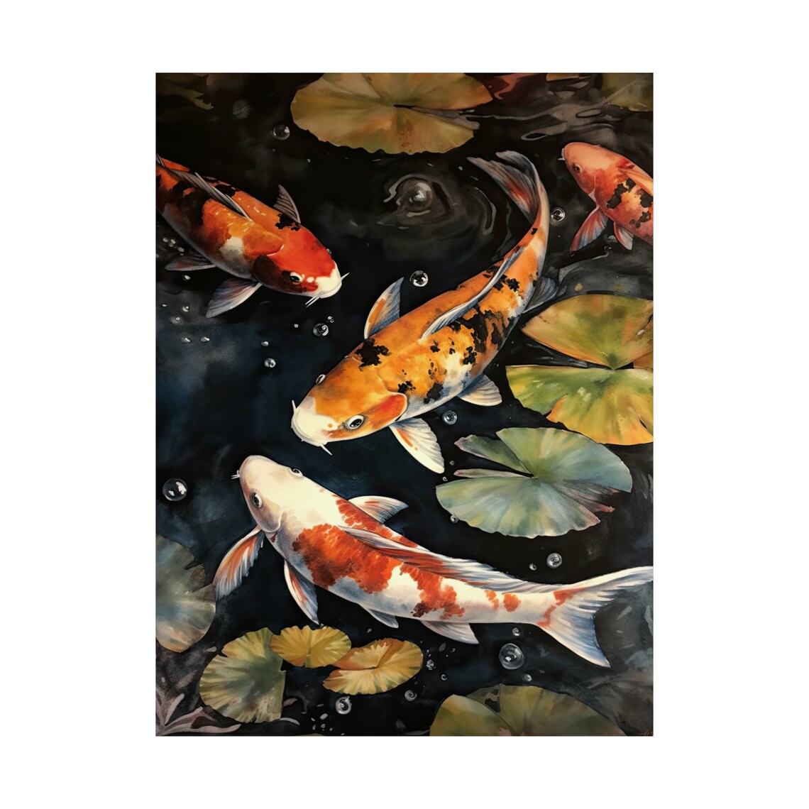 Koi Fish Art Print Koi Pond Painting Koi Wall Art Koi Fish Painting Feng Shui Wall Art Japanese Inspired Art Japanese Poster Zen Art - Image 4