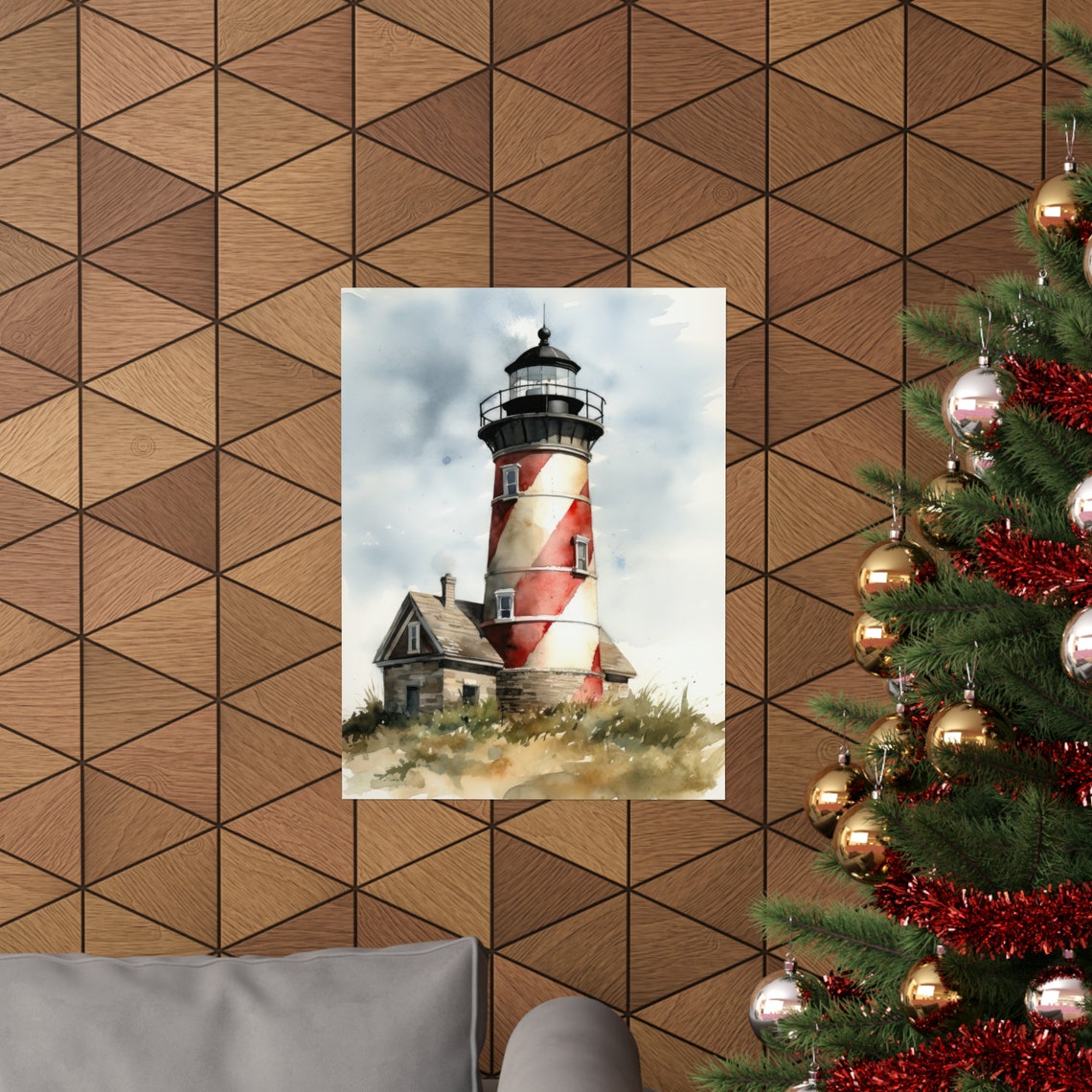 Lighthouse Art Print Lighthouse Painting Lighthouse Wall Art Beach Art Print Beach Wall Art Ocean Dcor Ocean Painting Ocean Theme - Image 3