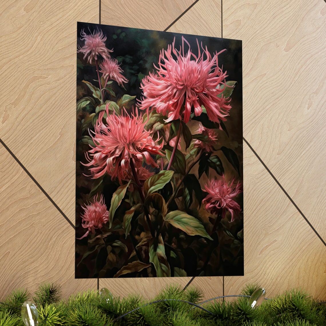 Pink Bee Balm Flower Art Print Flower Painting Flower Dcor Floral Art Print Floral Wall Art Painting Floral Artwork Botanical Print - Image 2