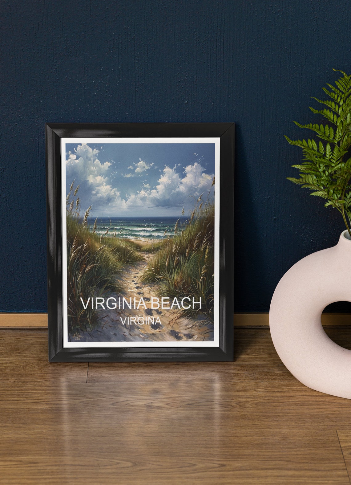 Virginia Beach Ocean Dunes Sandy Path Coastal Travel Poster Elegant