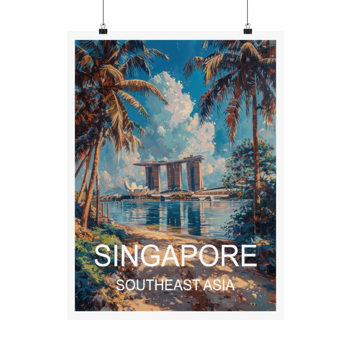 Singapore Marina Bay Sands Palm Beach Waterfront Travel Poster - Image 5