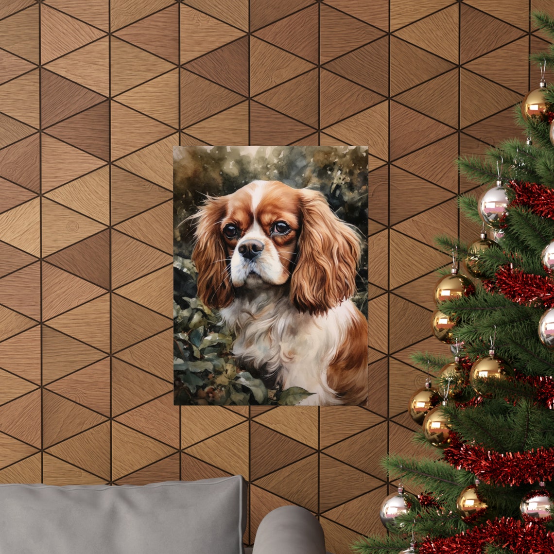 Cavalier King Charles Spaniel Portrait Among Green Foliage Art Print - Image 3