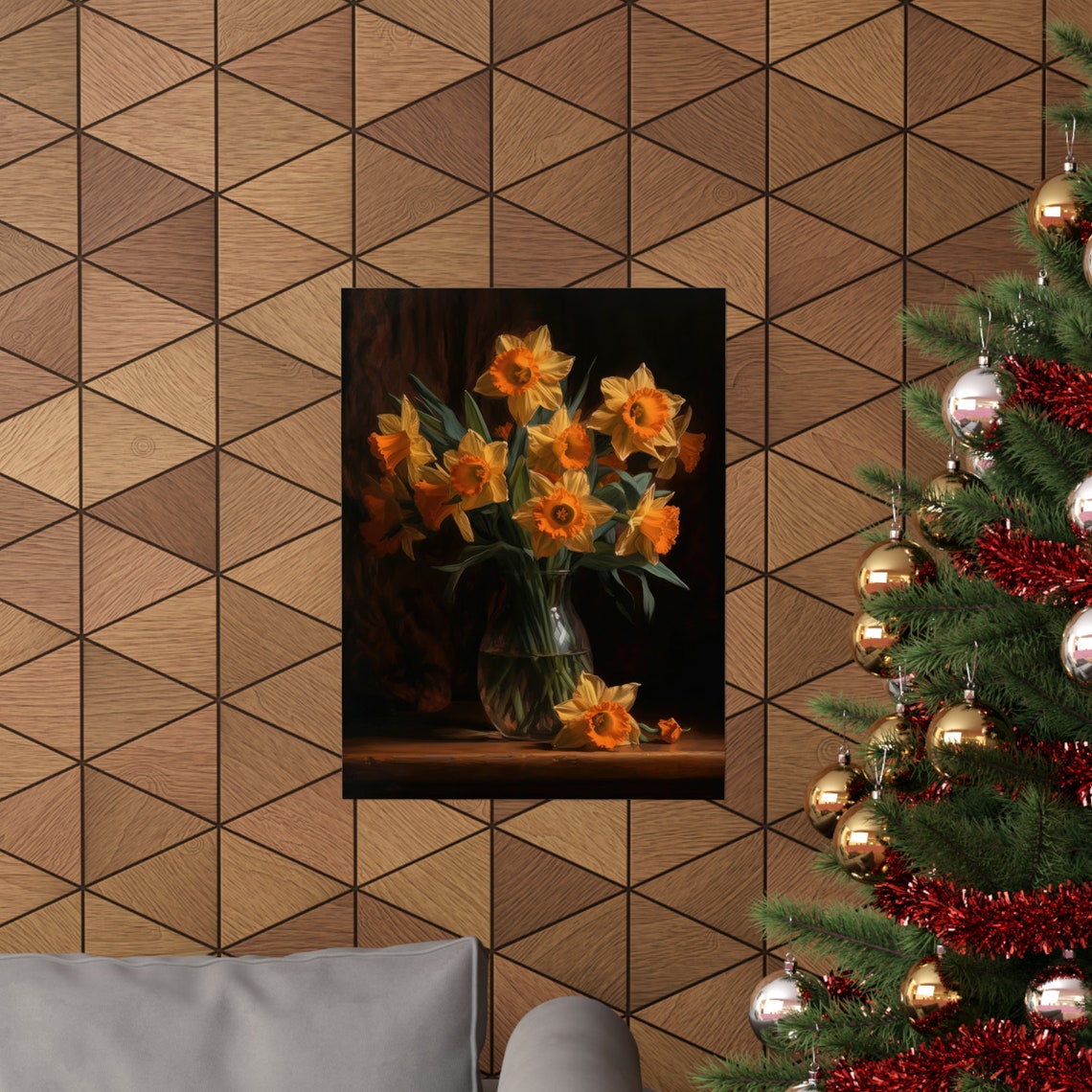 Orange Daffodil Bouquet Warm Golden Blooms Still Life Art Poster - Image 3