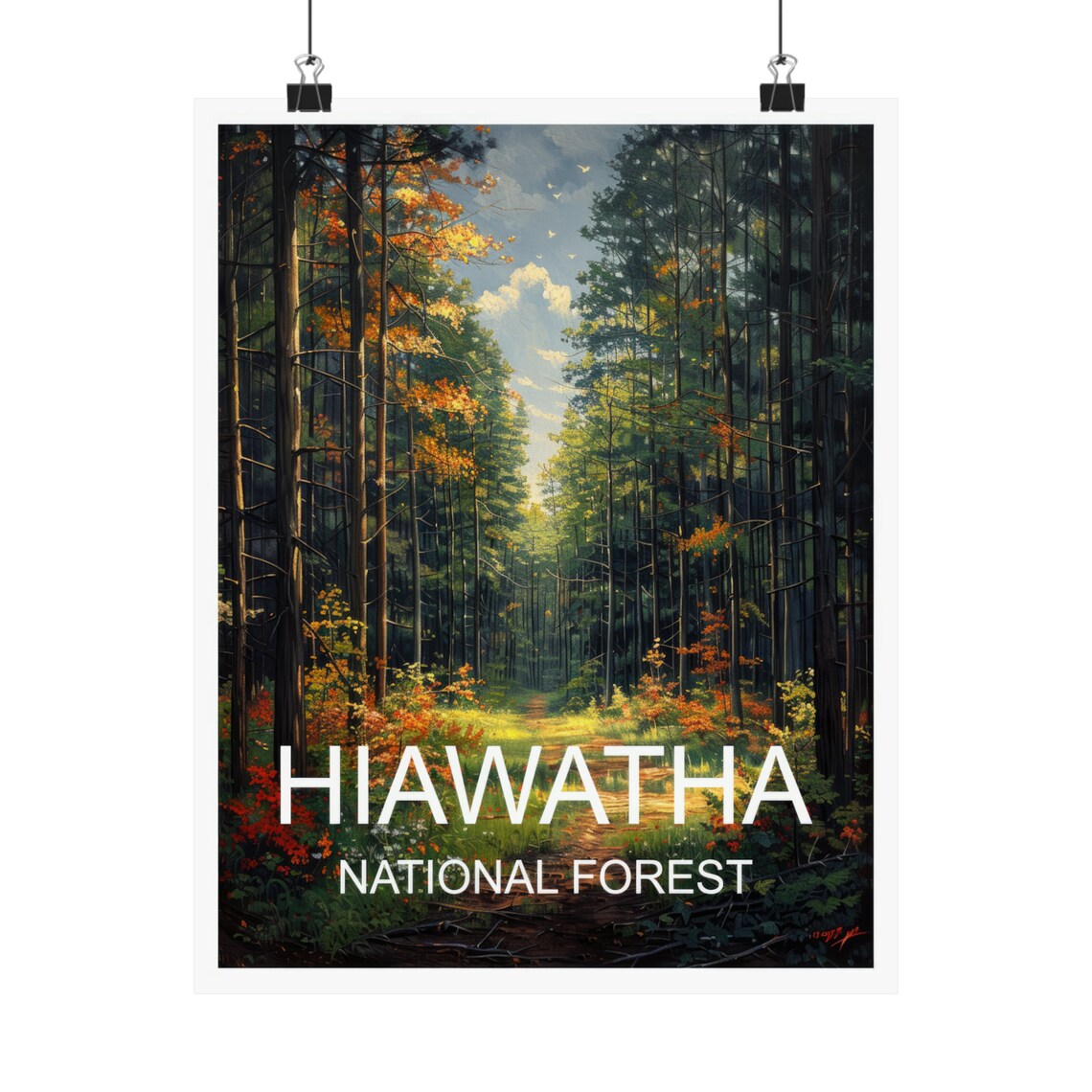Hiawatha National Forest Autumn Pine Trail Vintage Travel Poster - Image 4