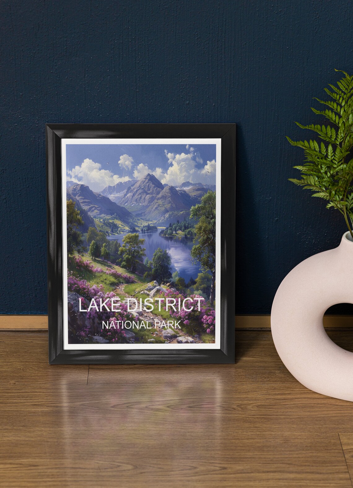 Lake District National Park Lake Fells Wildflowers Travel Poster