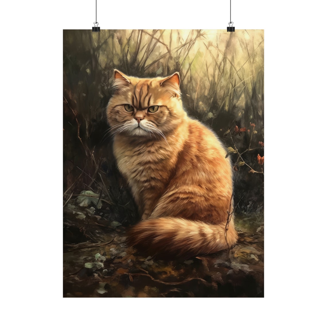 Exotic Shorthair Orange Tabby Cat Grass Field Feline Art Poster - Image 5