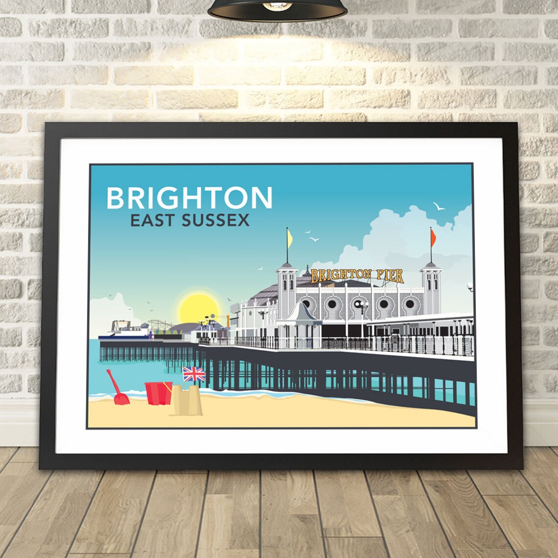 Brighton East Sussex Vintage Travel Poster Pier Seaside Sun View